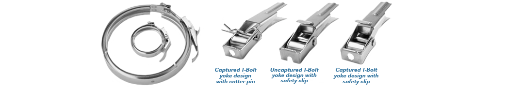 Clampco over center latch handle designs with safety clips and pins.