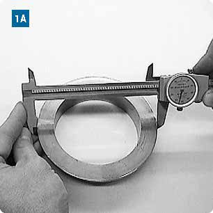 Measuring the outside flange diameter with calipers