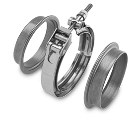 Formed Sheet Metal Flanges for use with Clampco V-Band Clamps provide a gasket-less option.